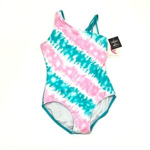 NWT Glitter Beach Girls' Tie-Dye One-Piece Swimsuit